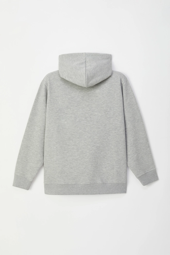 Grijze hoodie van soepele sweaterstof