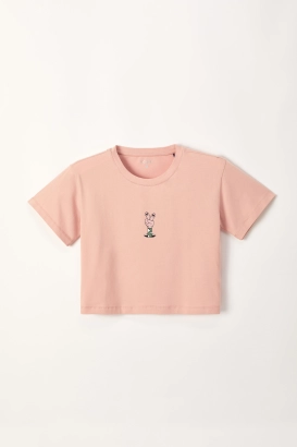 Roze cropped T-shirt van soepel katoen