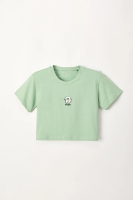 Groene cropped T-shirt van soepel katoen