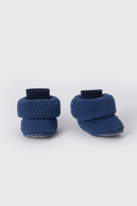 Blauwe pantoffels van teddy fleece