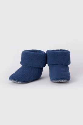 Blauwe pantoffels van teddy fleece