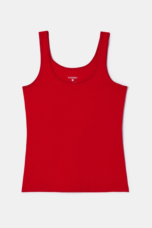 Rode singlet in rekbaar katoen Rode singlet in rekbaar katoen
