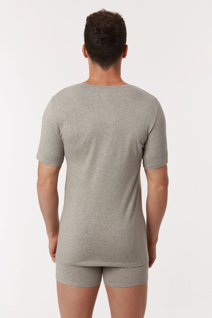 T-Shirt van rekbaar katoen met ronde hals