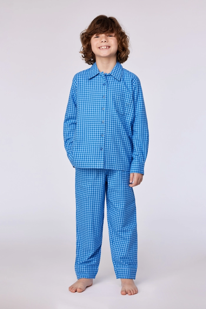 Blauw geruite pyjama